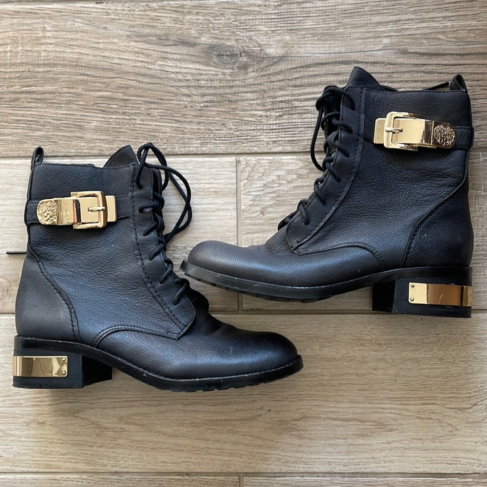 Black leather booties by Vince camuto, very clean worn once.